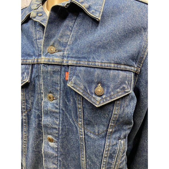 Levi's size 44 western cowboy trucker blanket lining denim jacket made in USA! - Picture 7 of 10